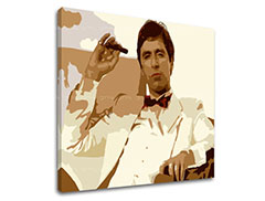 The biggest mobsters on the canvas Scarface - Tony Montana smoking a cigar