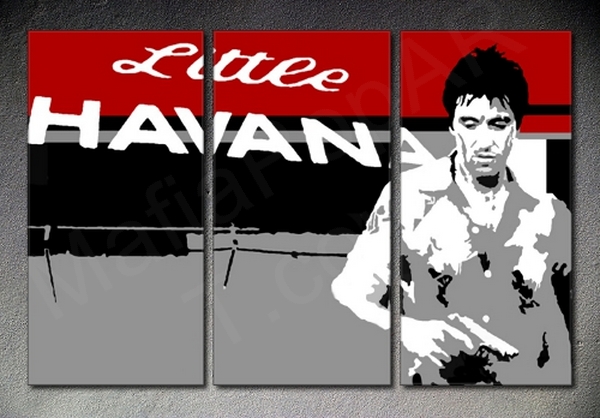 Scarface - AL PACINO "Red Blood" 3 panel POP ART on canvas