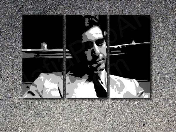The Godfather "young" Al Pacino, 3 panel canvas ART 