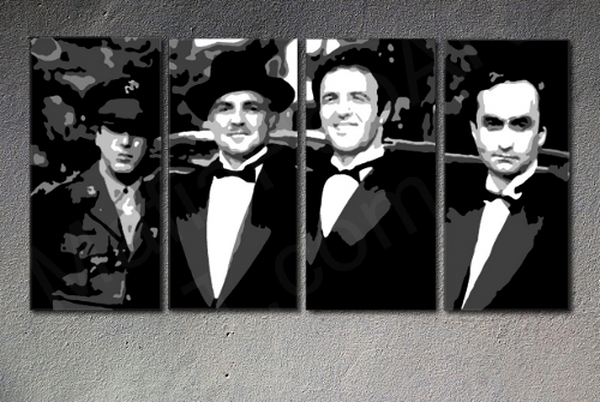 Godfather Corleone Family  4 panel POP ART on canvas