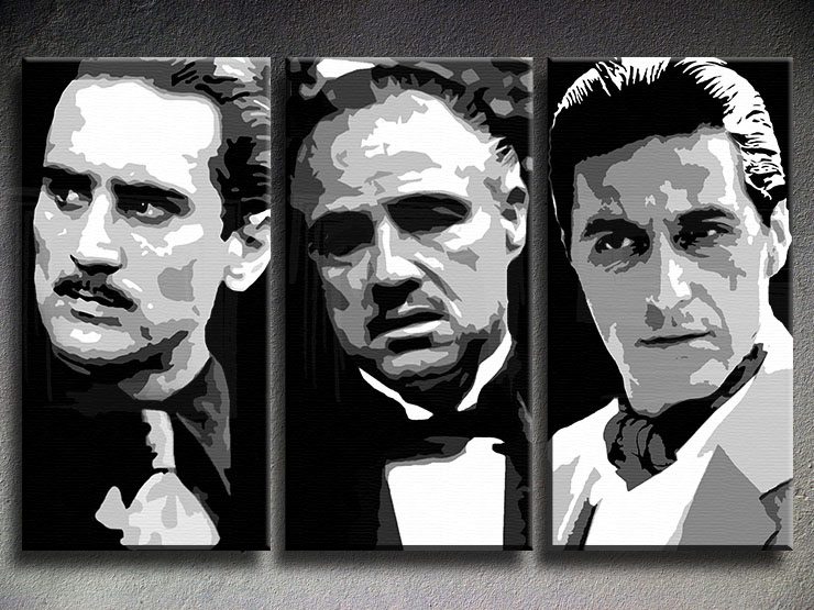 The Godfather I. II. III. 3 panel POP ART on canvas