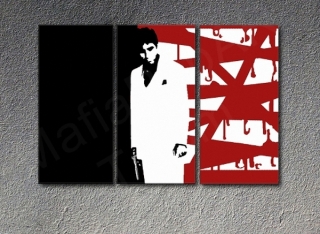 Scarface - AL PACINO "Red Blood" 3 panel POP ART on canvas