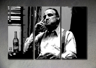 The Godfather Vito Corleone Marlon Brando 3 panel canvas ART 