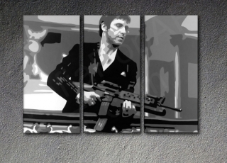 Scarface - AL PACINO "THE END" 3 panel POP ART on canvas